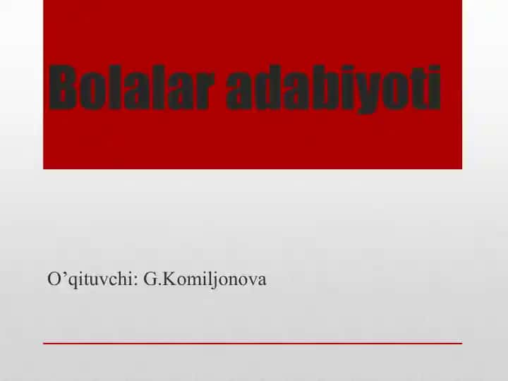 Bolalar Adabiyoti