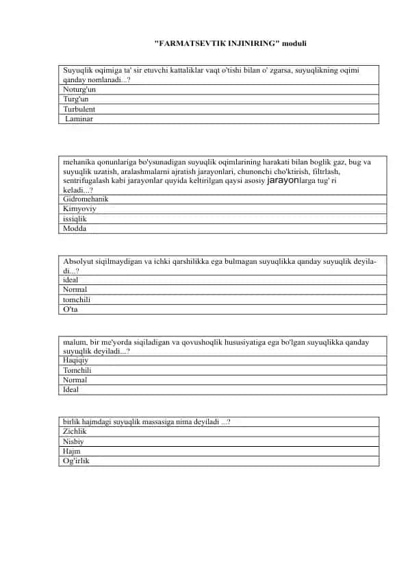 FАRМАTSEVTIК INJINIRING moduli