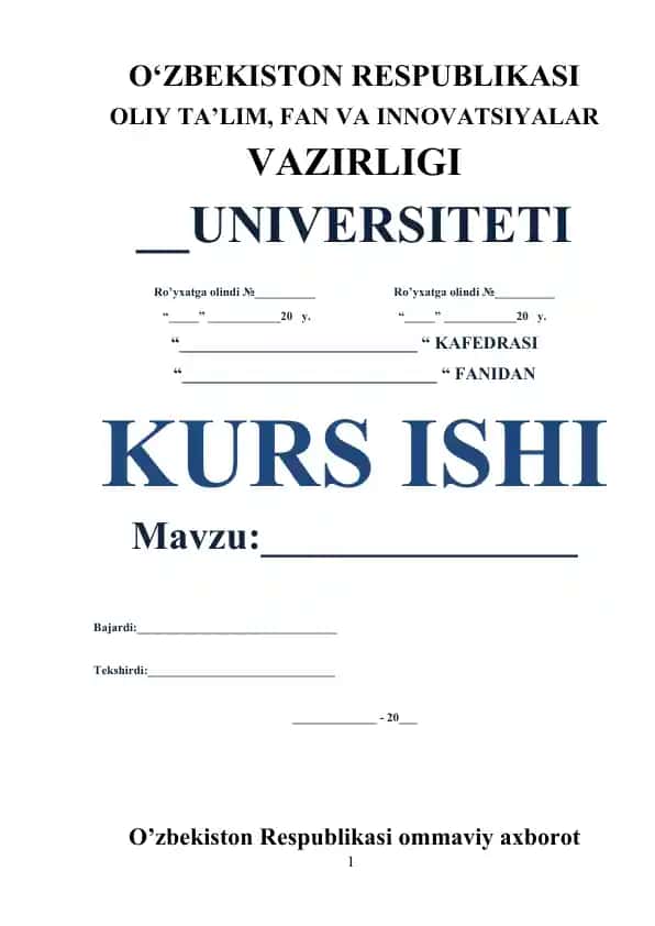 O'zbekiston Respublikasi ommaviy axborot vositalari shakillanishi tarixi (Kurs ishi)