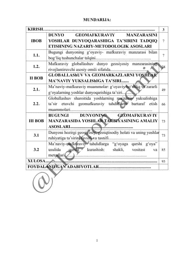 Yoshlar dunyoqarashiga ta'sirini tadqiq etishning nazariy-metodologik asoslari