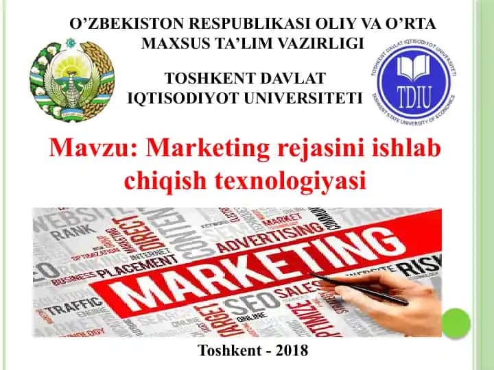 Marketing rejasi ishlab chiqish texnologiyasi