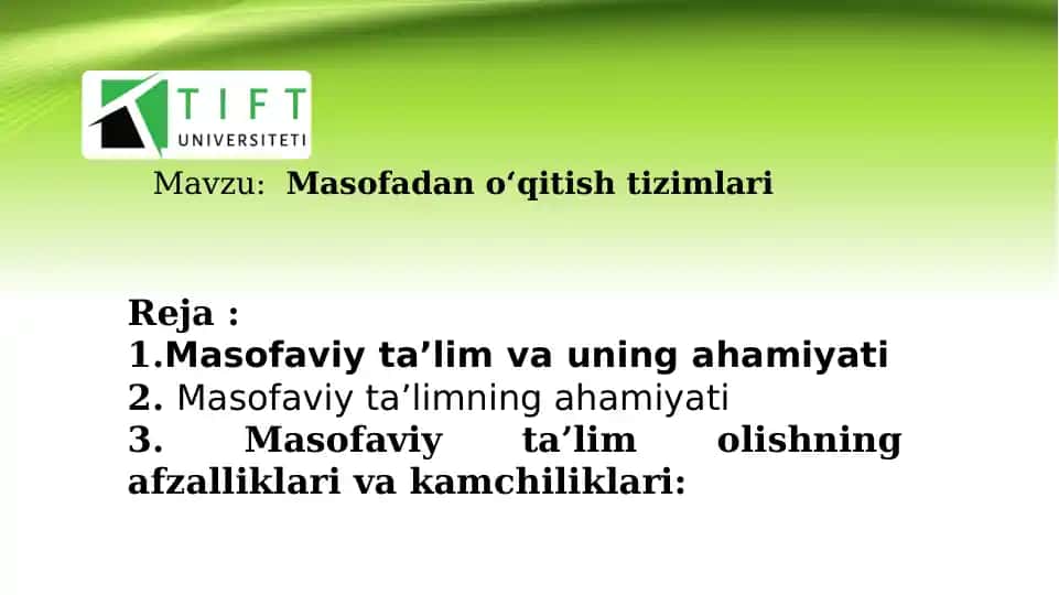 Masofadan o‘qitish tizimlari