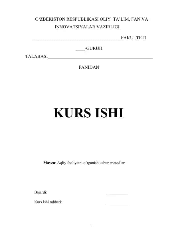 Aqliy faoliyatni oʻrganish uchun metodlar