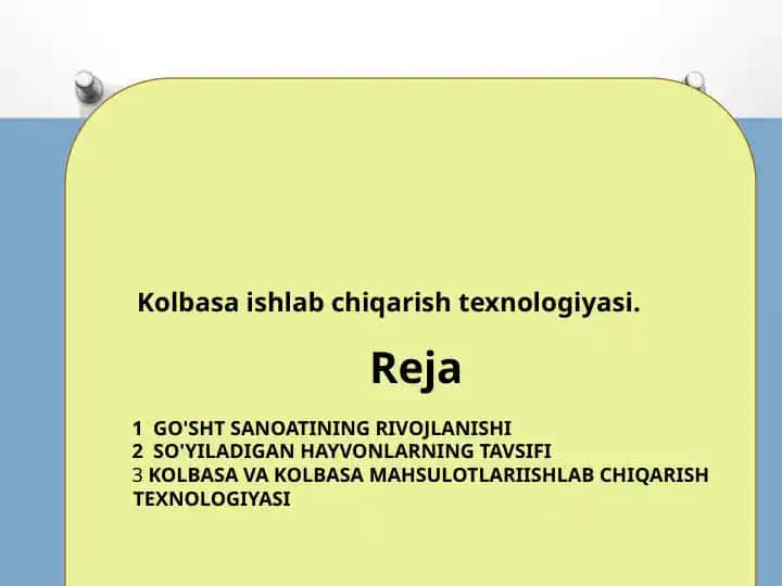 Kolbasa ishlab chiqarish texnologiyasi