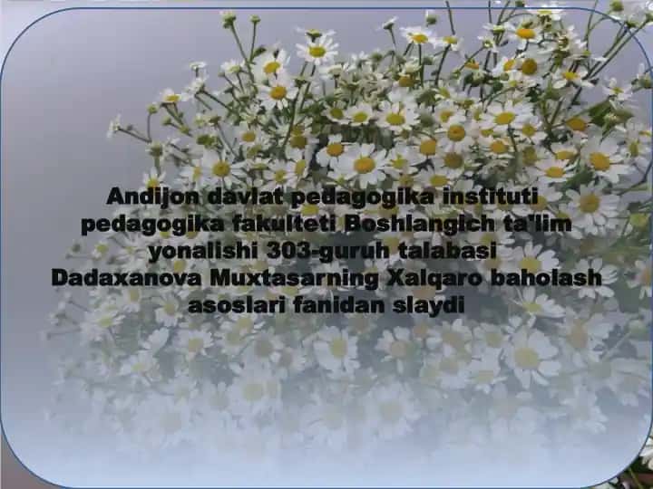 EGMA VA EGRA XALQARO BAHOLASH DASTURI