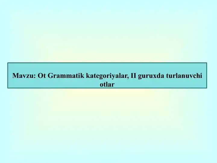 OtGrammatikkategoriyalar, IIguruxdaturlanuvchiotlar