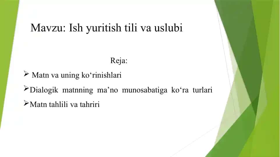 Ish yuritish tili va uslubi
