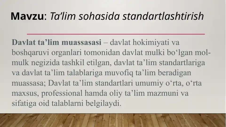 Ta’lim sohasida standartlashtirish