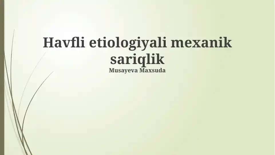 Havfli etiologiyali mexanik sariqlik