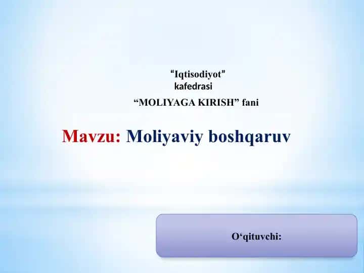 Moliyaviy boshqaruv