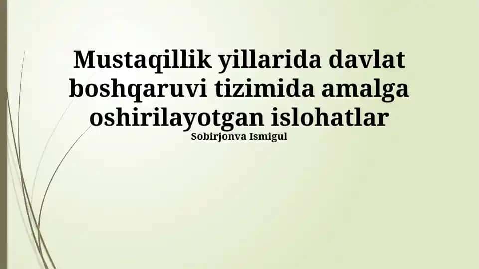 Davlat Boshqaruvi Islohotlarining Asosiy Yo'nalishlari