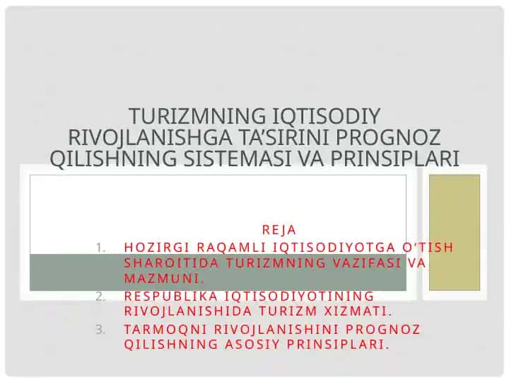 Turizmning iqtisodiyoti