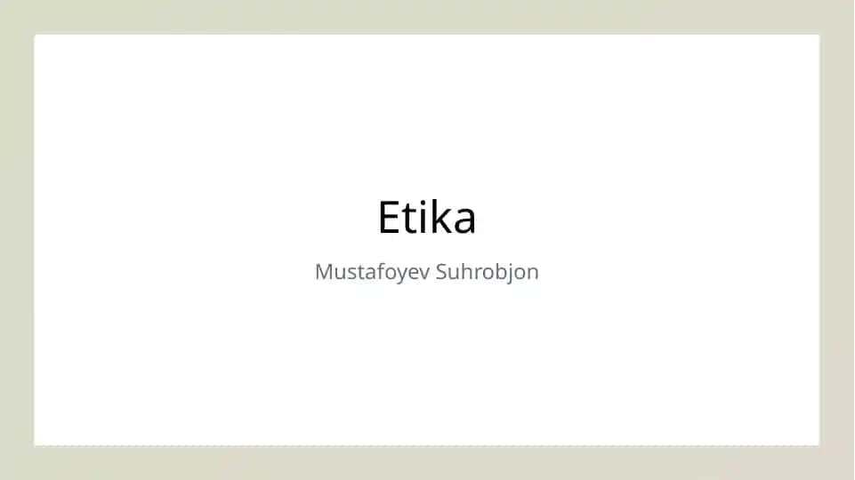 Etika va axloqiy tamoyillar