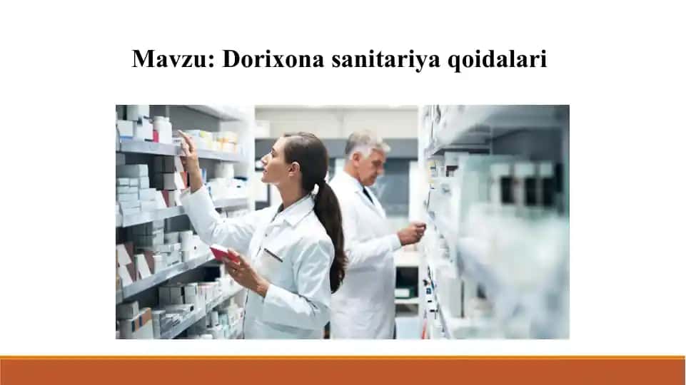 10. Dorixonada sanitariya qoidalari. Taqdimot 9 bet. Yuzakiroq yoritilgan.