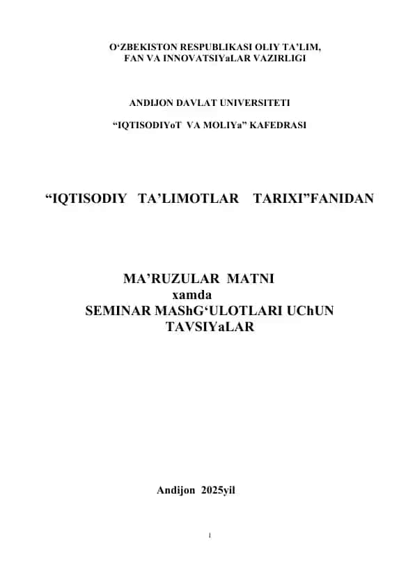 Iqtisodiy Ta'limotlar Tarixi
