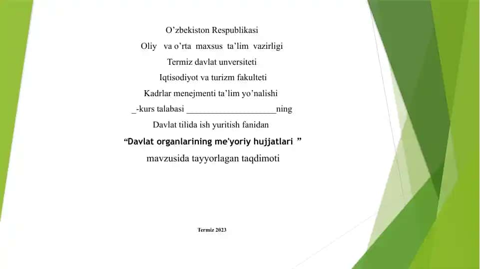 Davlat organlarining me'yoriy hujjatlari