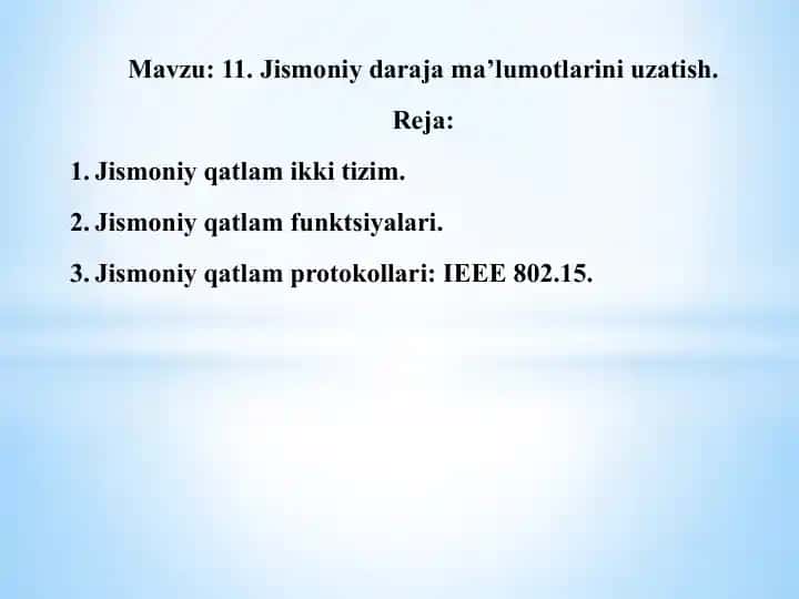 Jismoniy daraja ma'lumotlarini uzatish