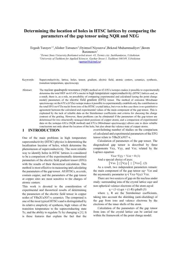 High Temperature Superconductivity (HTSC) Study