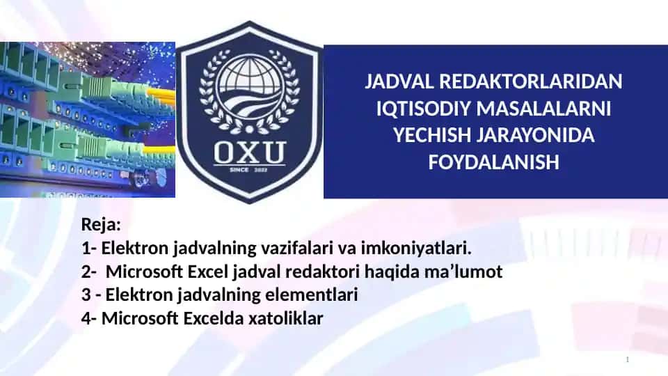 Elektronjadvalning vazifalari va imkoniyatlari