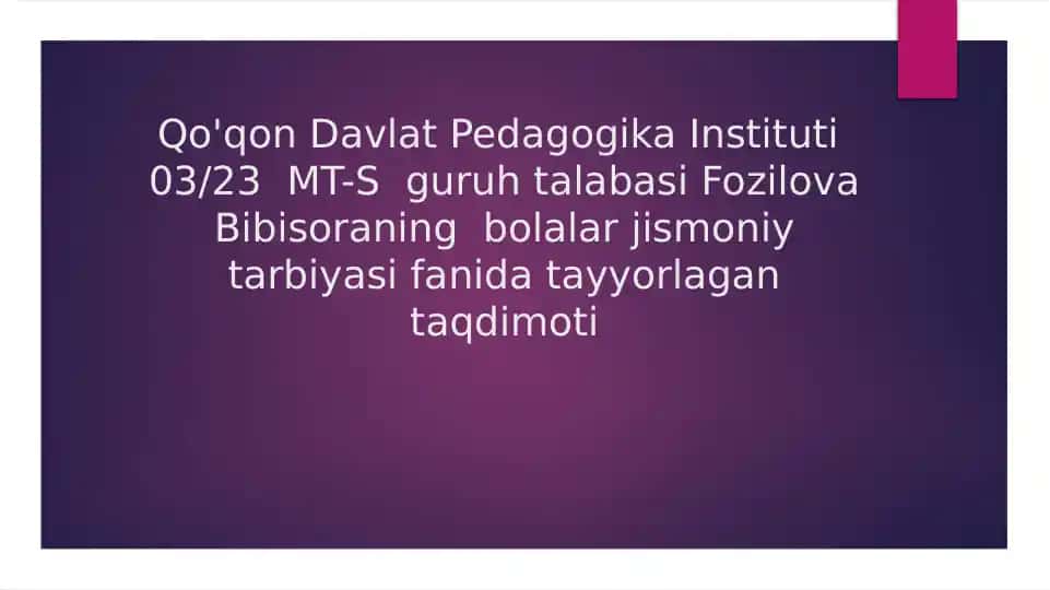 Jismoniy Tarbiya Berishtizimining Rivojlanishi