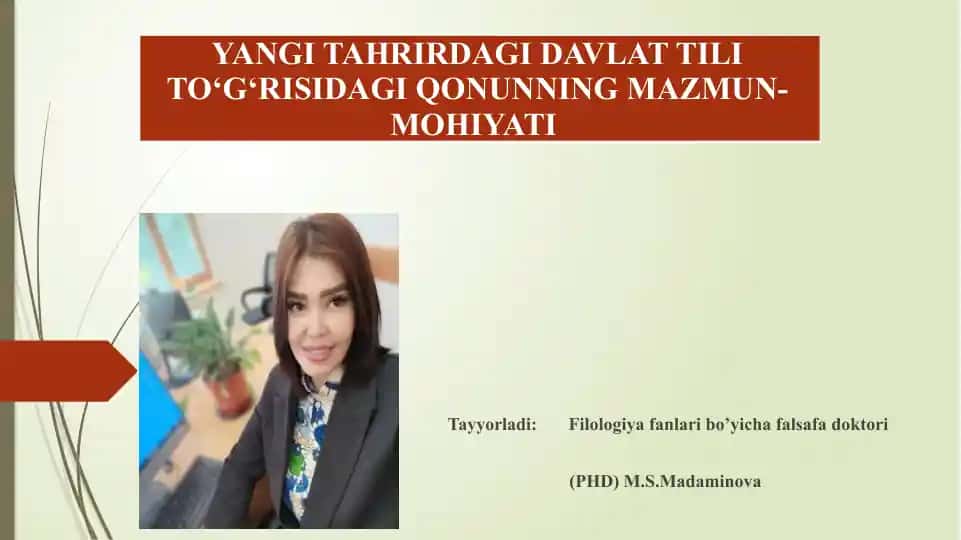 O‘zbekiston Respublikasi Davlat Tili Haqida Qonun