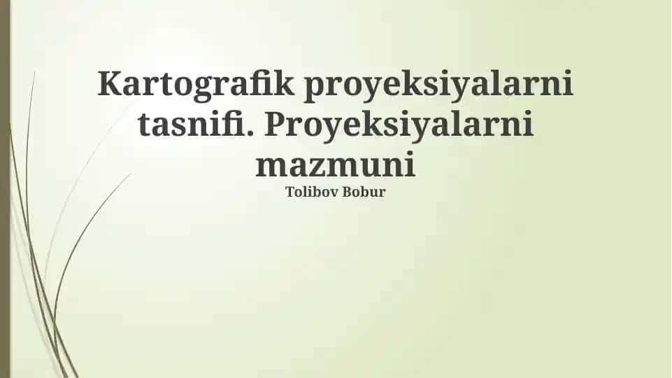 Kartografik proyeksiyalarni tasnifi