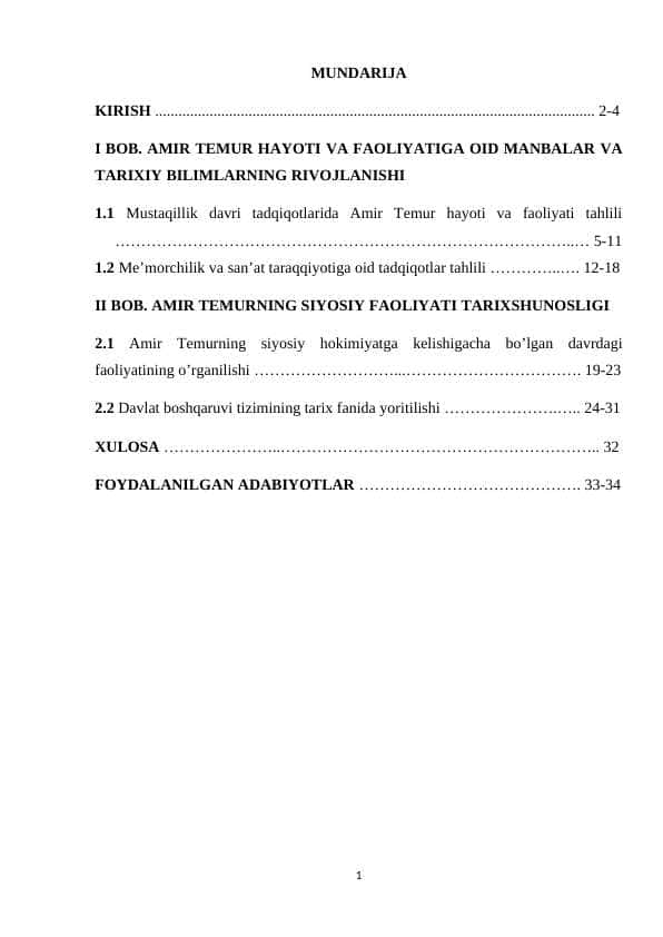 Mustaqillik yillarida Amir Temur davri tarixining tahlili