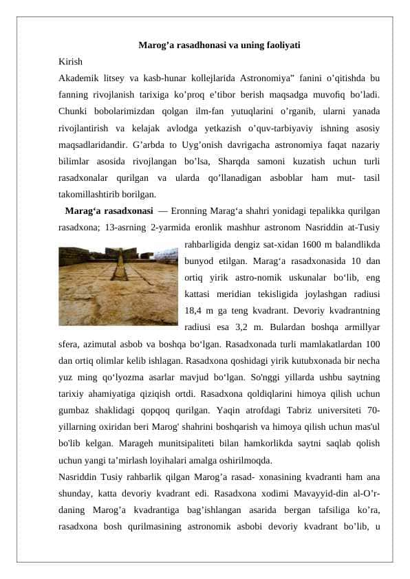 MAROG'A RASADXONASI VA UNING FAOLIYATI 24