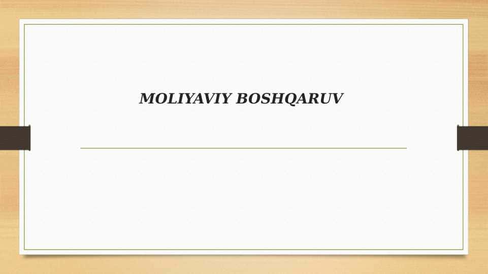 MOLIYAVIY BOSHQARUV