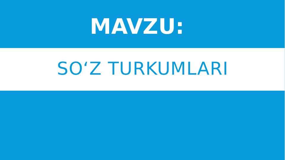 So‘z turkumlari