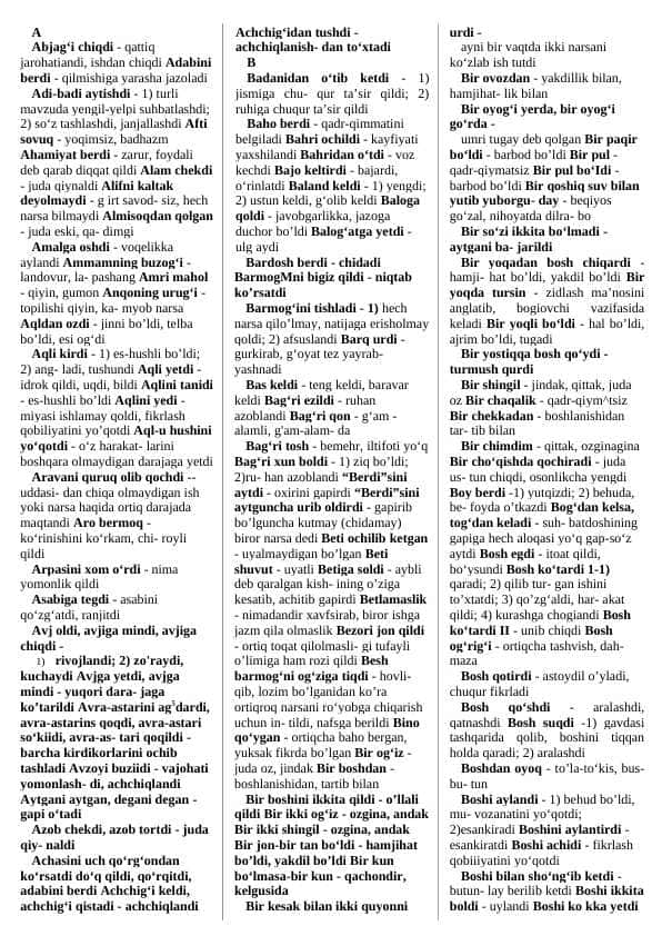Iboralar roʻyxati