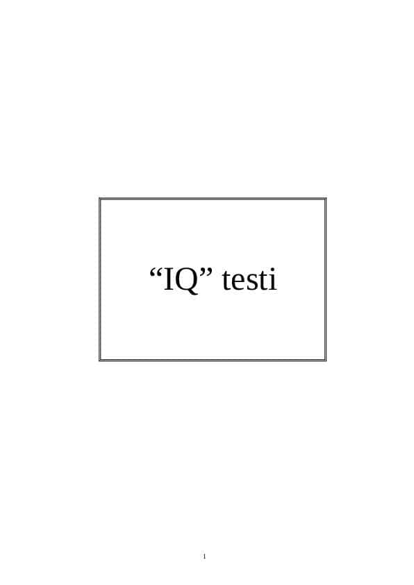 IQ testi (Raven testi.)