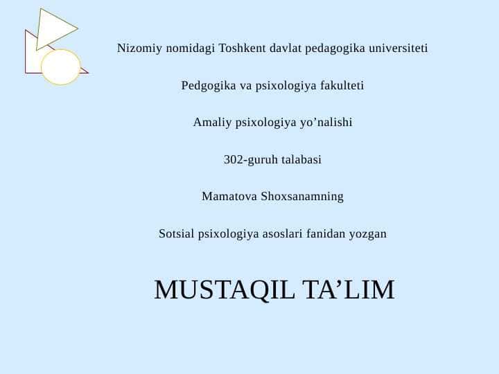 KICHIK GURUHLAR PSİXOLOGIYASI