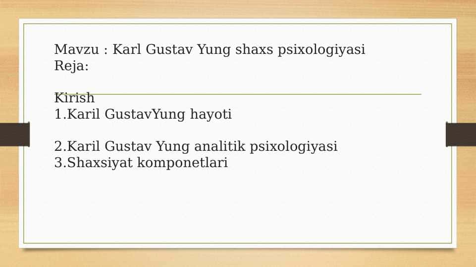 Karl Gustav Yung Shaxs psixologiyasi