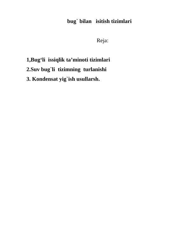 BUG` BILAN ISITISH TIZIMLARI