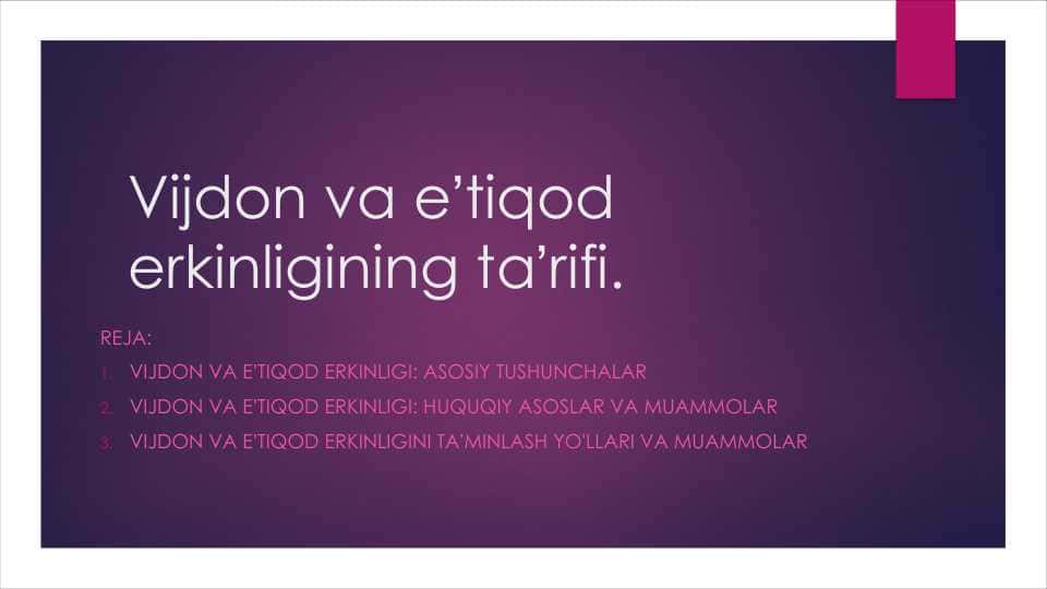Vijdon va eʼtiqod erkinligining taʼrifi