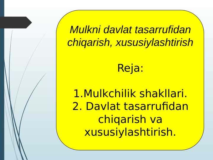 Mulkni davlat tasarrufidan chiqarish, xususiylashtirish