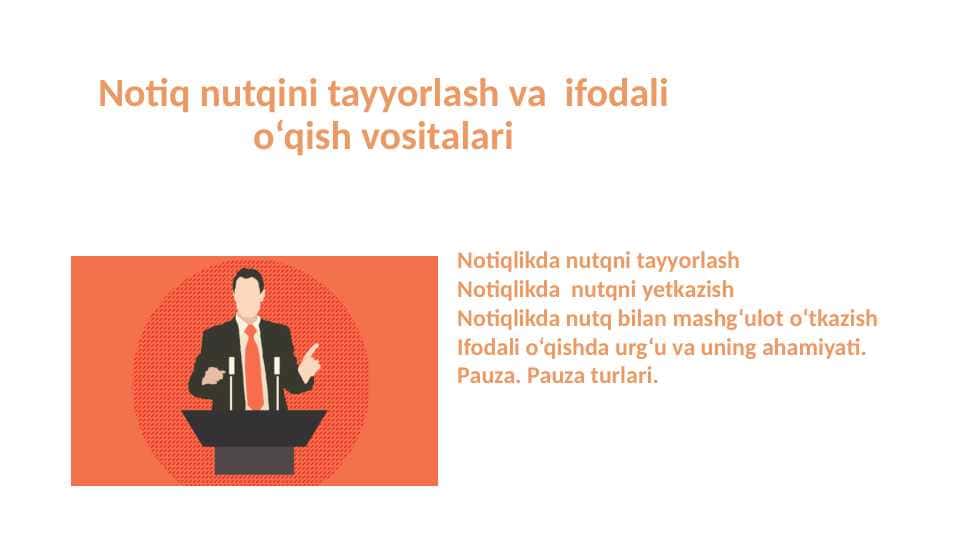 Notiq nutqini tayyorlash va ifodali o‘qish vositalari