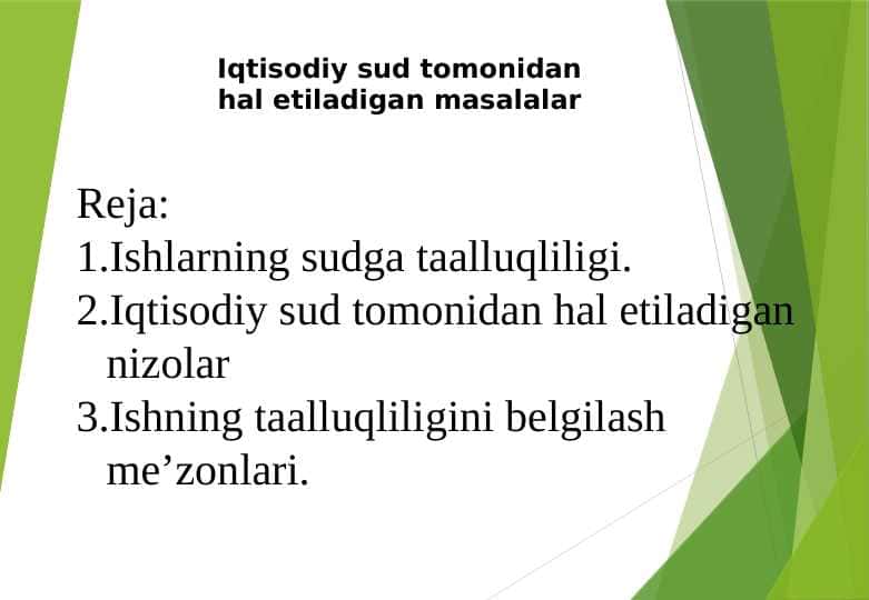 Iqtisodiy sud tomonidan hal etiladigan