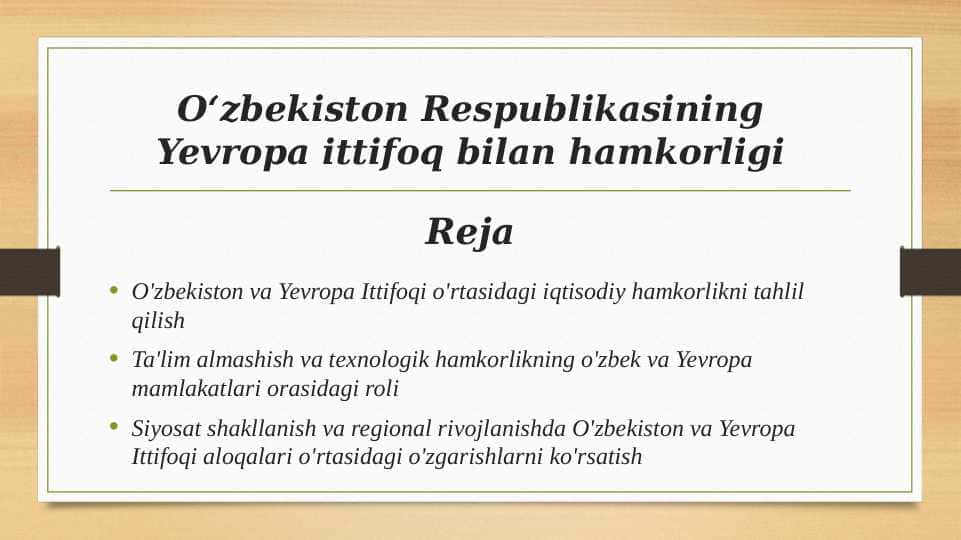Oʻzbekiston Respublikasining Yevropa ittifoq bilan hamkorligi
