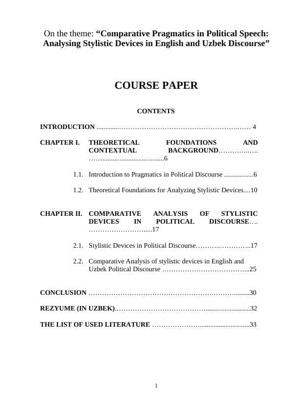 Comparative Pragmatics in Political Speech: Analysing Stylistic Devices in English and Uzbek Discourse