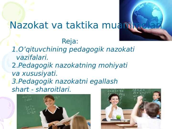 Nazokat va taktika muammolari
