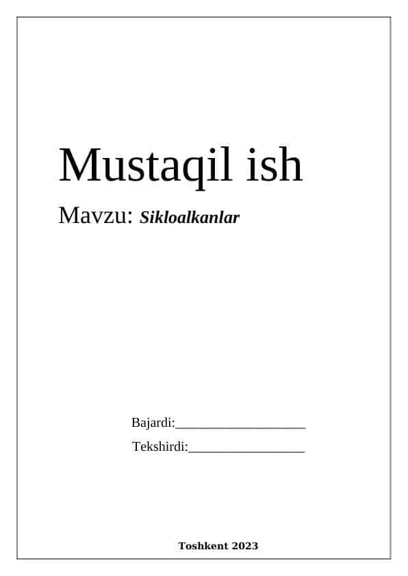 Sikloalkanlar