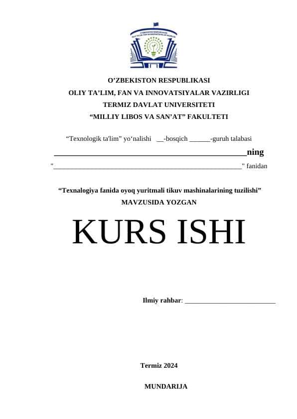 Texnologiya fanida oyoq yuritmali tikuv mashinalarining tuzilishi