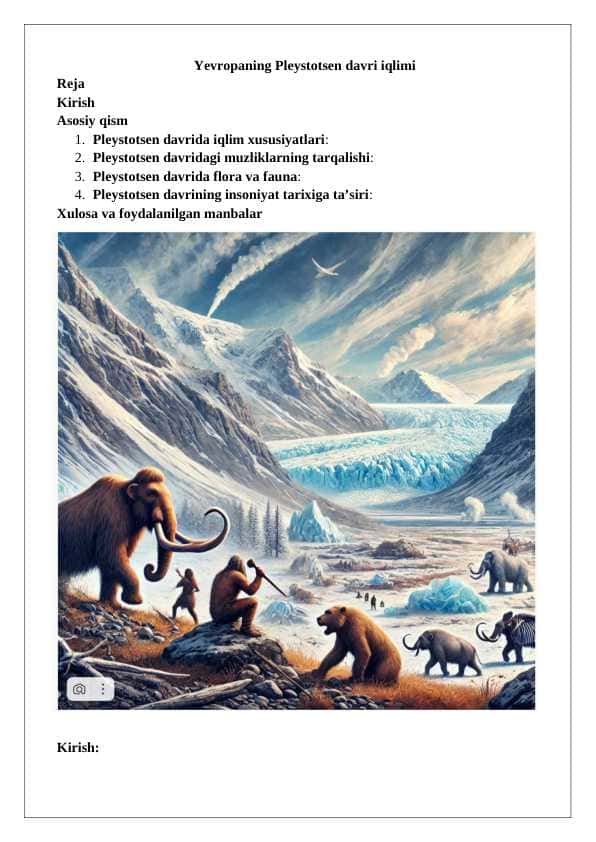 Yevropaning Pleystotsen Davri Iqlimi 25