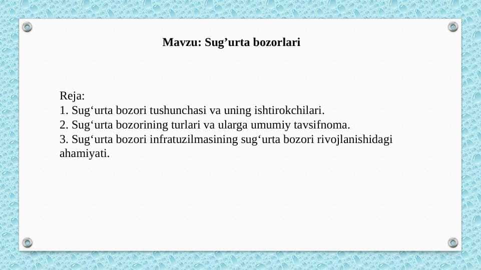 Sug’urta bozorlari