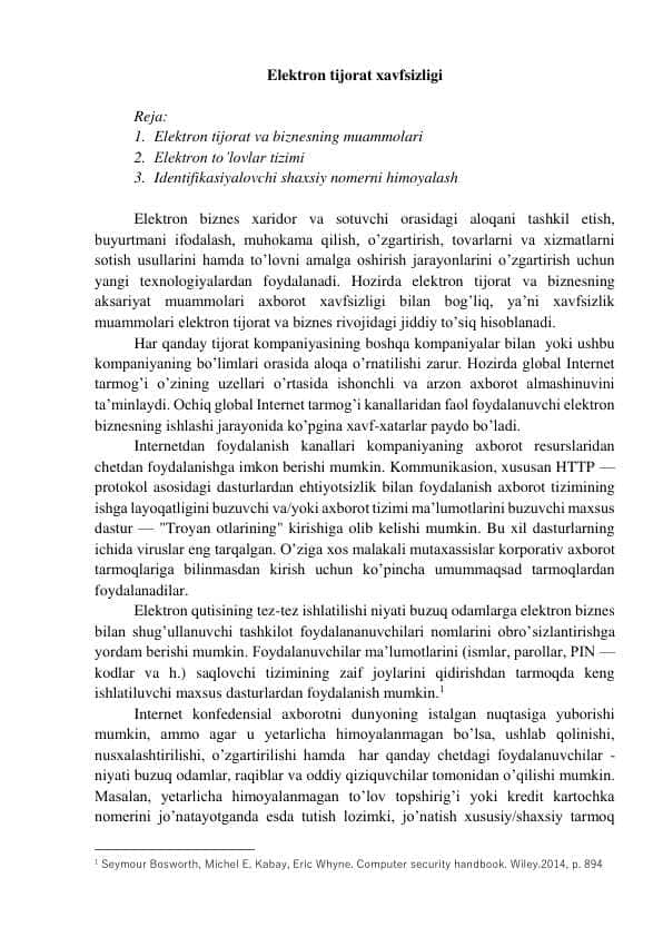 Elektron tijorat xavfsizligi