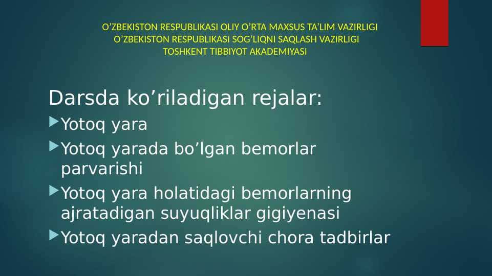 Yotoq Yara ppt