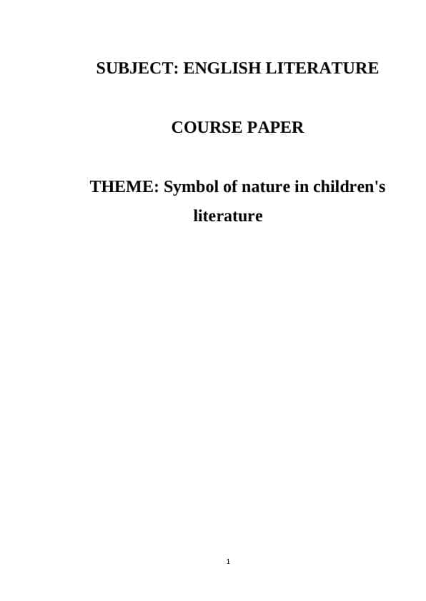 Symbol of nature in children's literature
