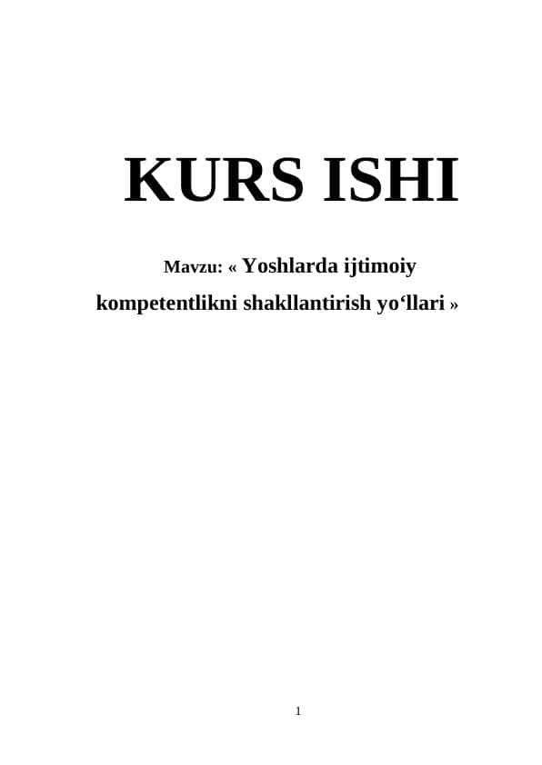 Yoshlarda ijtimoiy kompetentlikni shakllantirish yо‘llari